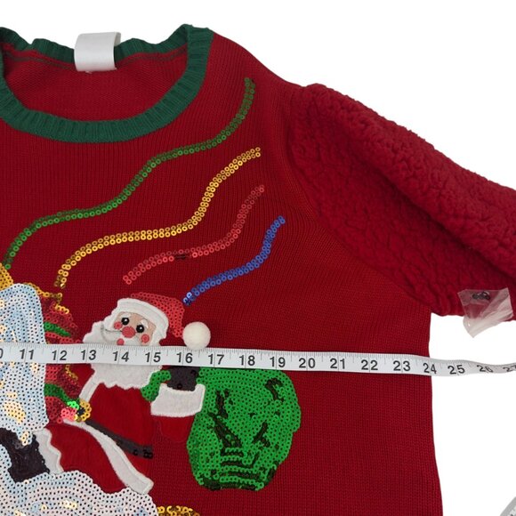 Jane Street Womens SZ 1X Christmas Unicorn Sweater Red Green Sequined Knit - Picture 5 of 8